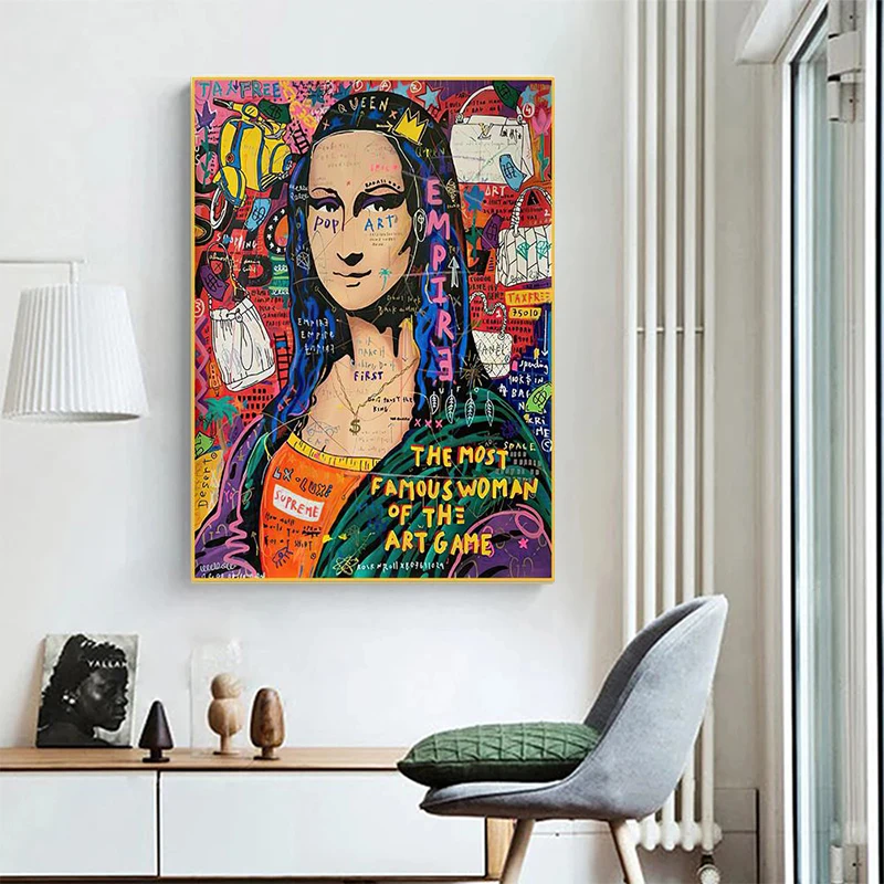 

Graffiti Art Canvas Painting Mona Lisa Posters And Prints Wall Print Canva Pictures Bedroom Living Room Home Decor Gift Cuadros