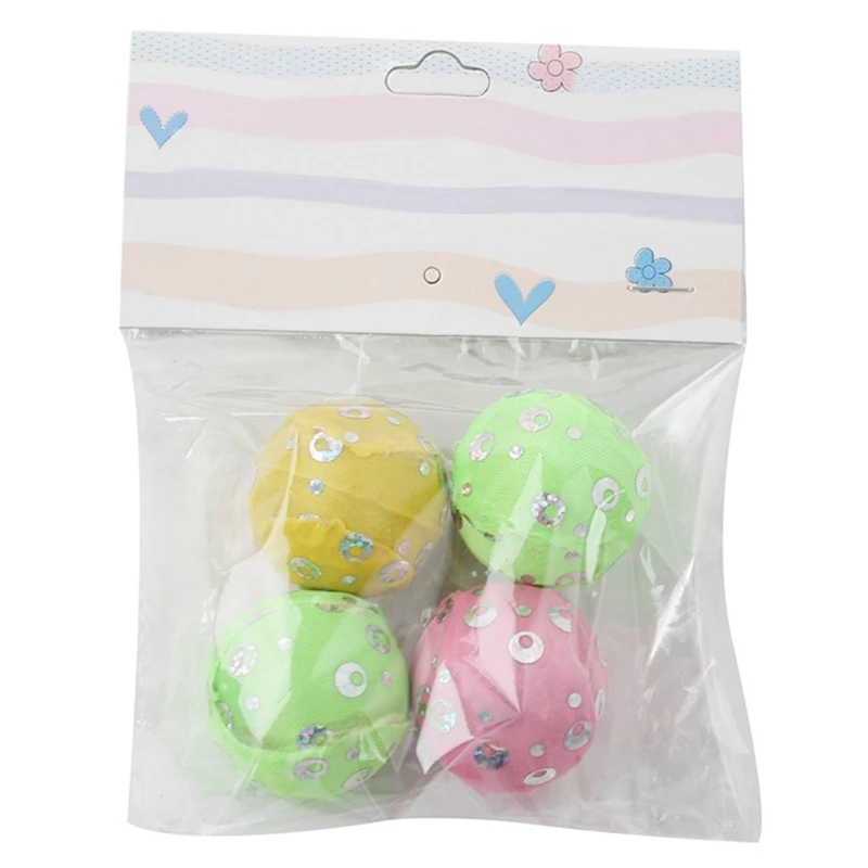 

4pcs Pet Cat Toys Cat Ball Cat Accessories Interactive Funny Sequin Plastic Kitten Toy Ball Cat Chase Toys for Cats