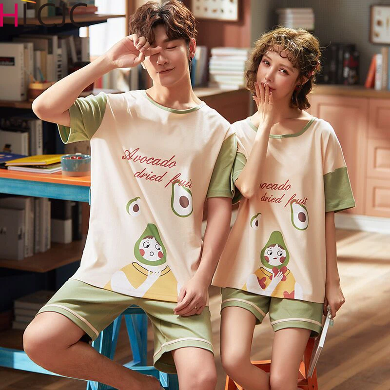 3XL пара пижам из 100% хлопка пижама с короткими рукавами и рисунком пижамный