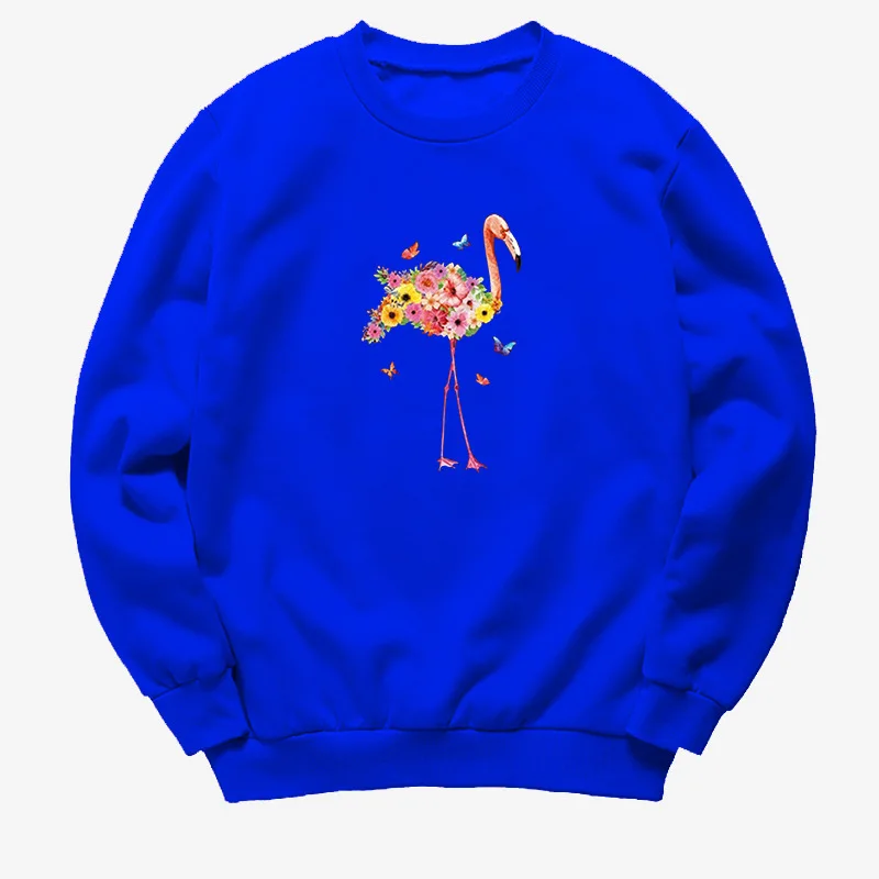 

Flamingo Printed Hoodies Women Fleece Long Sleeve O Neck Loose Sweatshirt Girls Women Hoodie Pullovers Winter