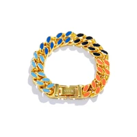 light luxury stylish accessories gradient color cuban mens bracelet wrist ring couple same style female contrast color