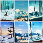 Chamonix Courchevel Лыжная курорт путешествия холст картина город Вид постер туристический Пейзаж настенное искусство домашний Декор картина