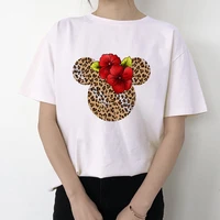 new summer leopard print t shirt women graphic flower harajuku fashion t shirt top cute ear shirt tee female tshirt tees