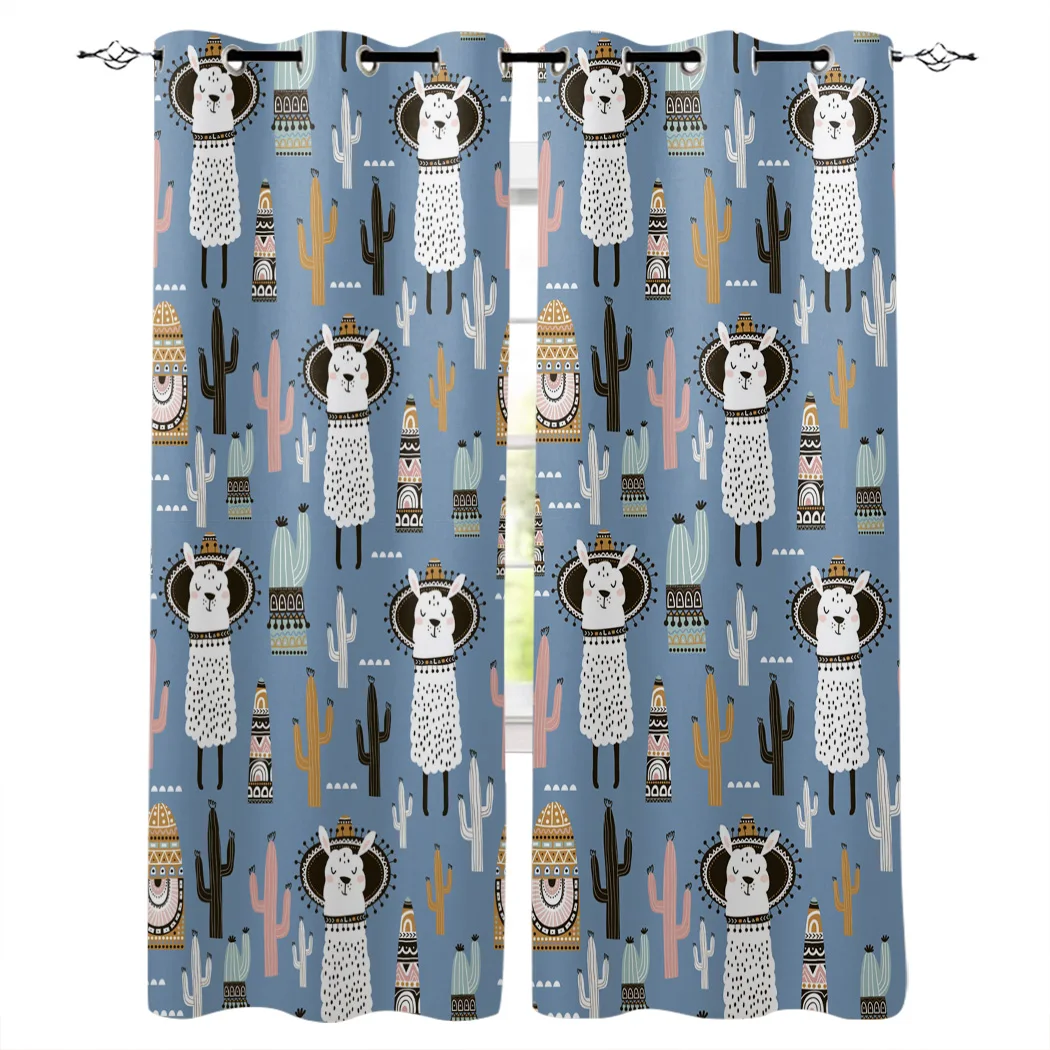 Занавески на окна с изображением кактуса из альпаки современные домашние