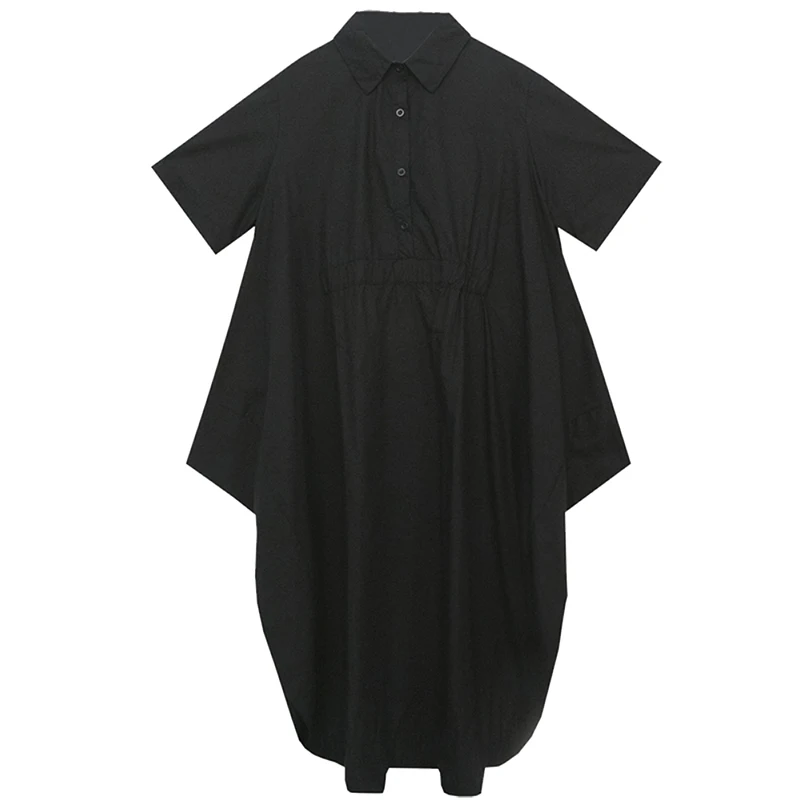 

XITAO Irregular Dress Fashion Pleated Goddess Fan Casual Black 2021 Summer Plus Size Patchwork Minority Elegant Dress WLD6363