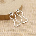 WYSIWYG 20 шт Подвески полые собачьи кости 25x11 мм тибетские бронзовые серебряные подвески антикварные ювелирные изделия Сделай Сам ручной работы