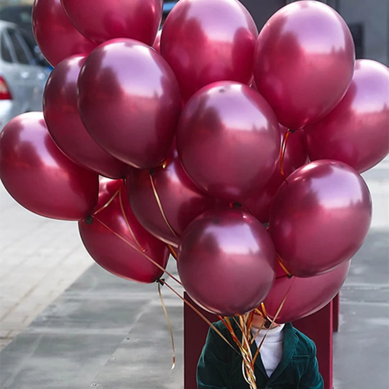 10pcs/lot rose gold confetti balloons 10inch wine red latex balloon wedding decoration happy birthday party supplies | Дом и сад