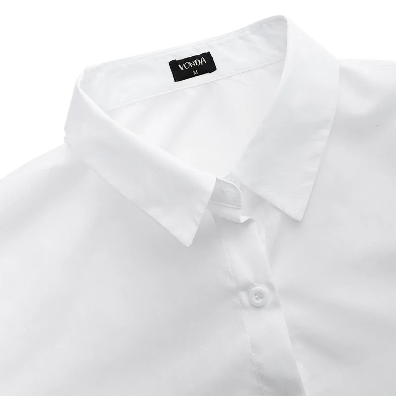 2021 женские блузки VONDA сексуальные вечерние топы с отложным воротником и