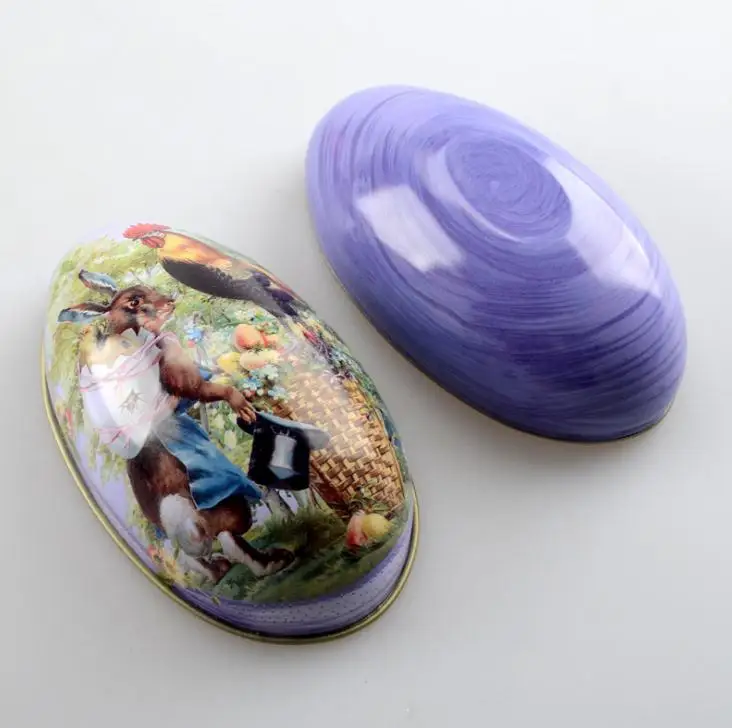 

400pcs New Easter Egg Shaped Candy Tin Packaging Box Creative Wedding Birthday Children's Day Rabbit Pattern Wholesale
