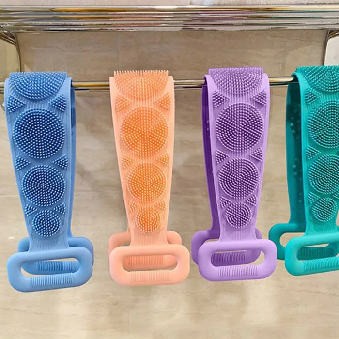 Body Wash Silicone Body Scrubber Belt Double Side Shower Exfoliating Belt Removes Bath Towel DC156