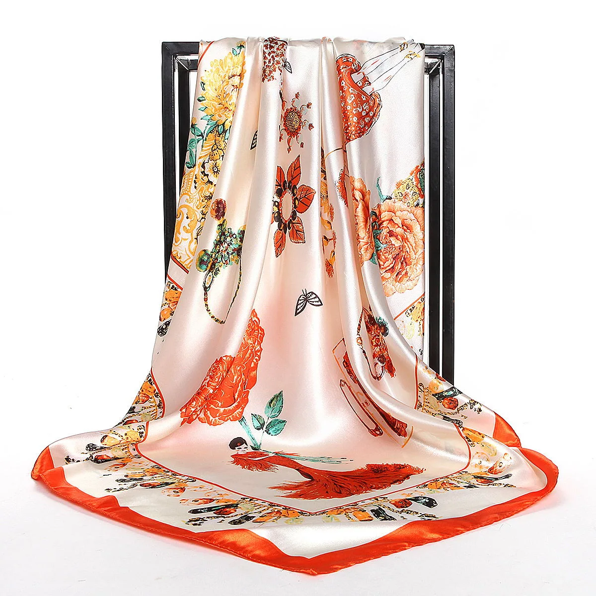

Luxury Brand 90cm Kerchief Shawl Silk Scarves Soft Scarf Women Sun-resistant Headscarf Wholesale blanket winter chiffon hijab