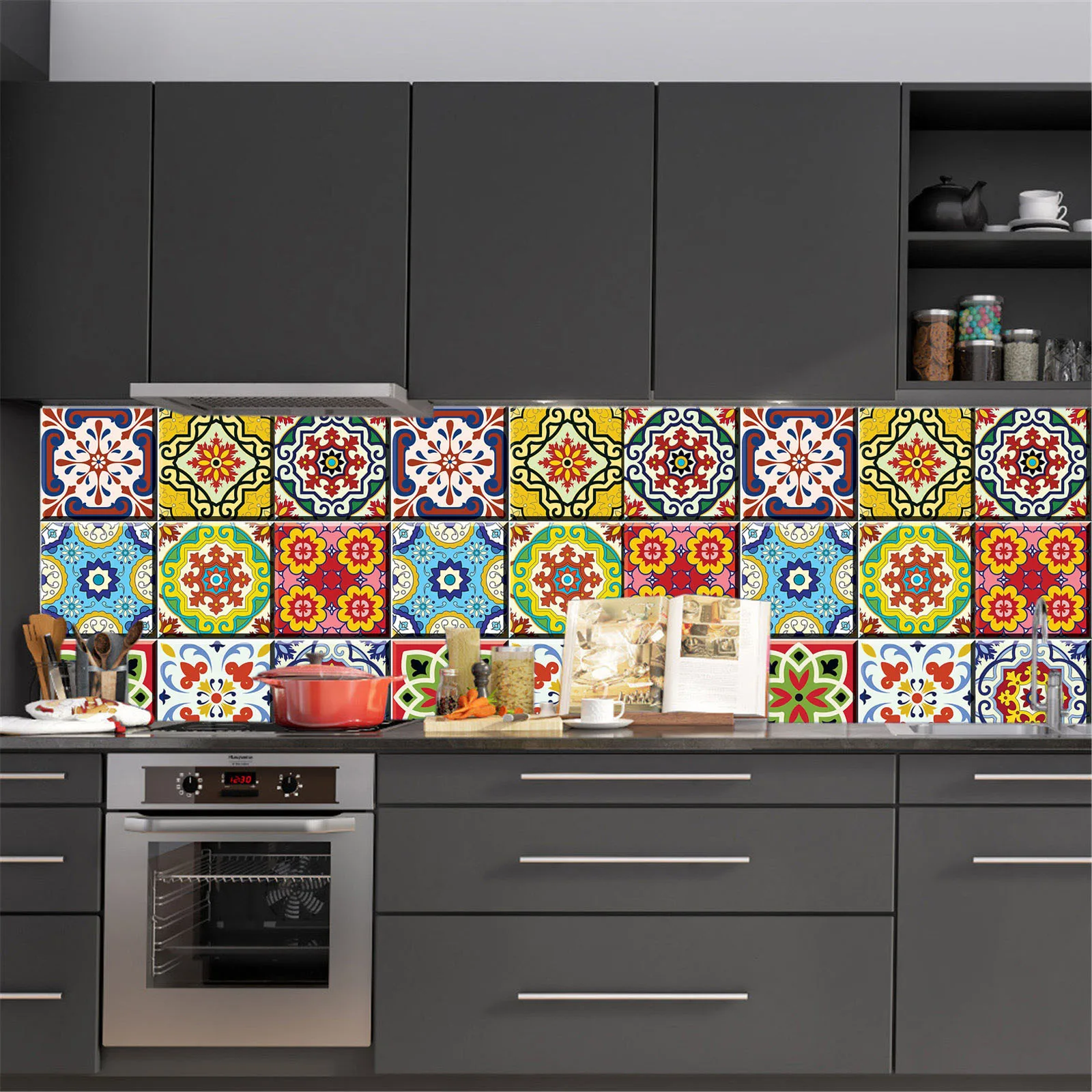 

1 set of 9 pieces 3D crystal tile sticker self-adhesive mosaic DIY bathroom kitchen waterproof tile wall sticker home decoration