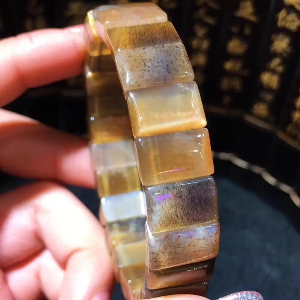 Браслет из натурального золотого солнечного камня для женщин и мужчин