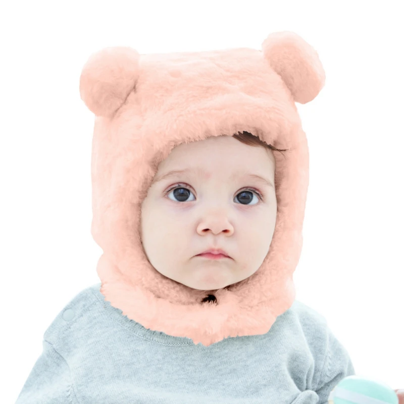 

Autumn And Winter Baby Solid Color Plush Warm Ear Protection Cap Ear Protection Small Bear Package Head Hat Men And Girls Hat