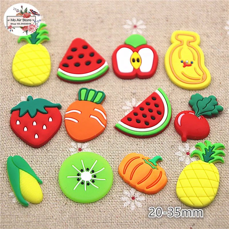 

20pcs apple/cherry/banana/pineapple Fruit Soft Glue Brooch Hair Accessories DIY Hairbands Making Charms Pendants