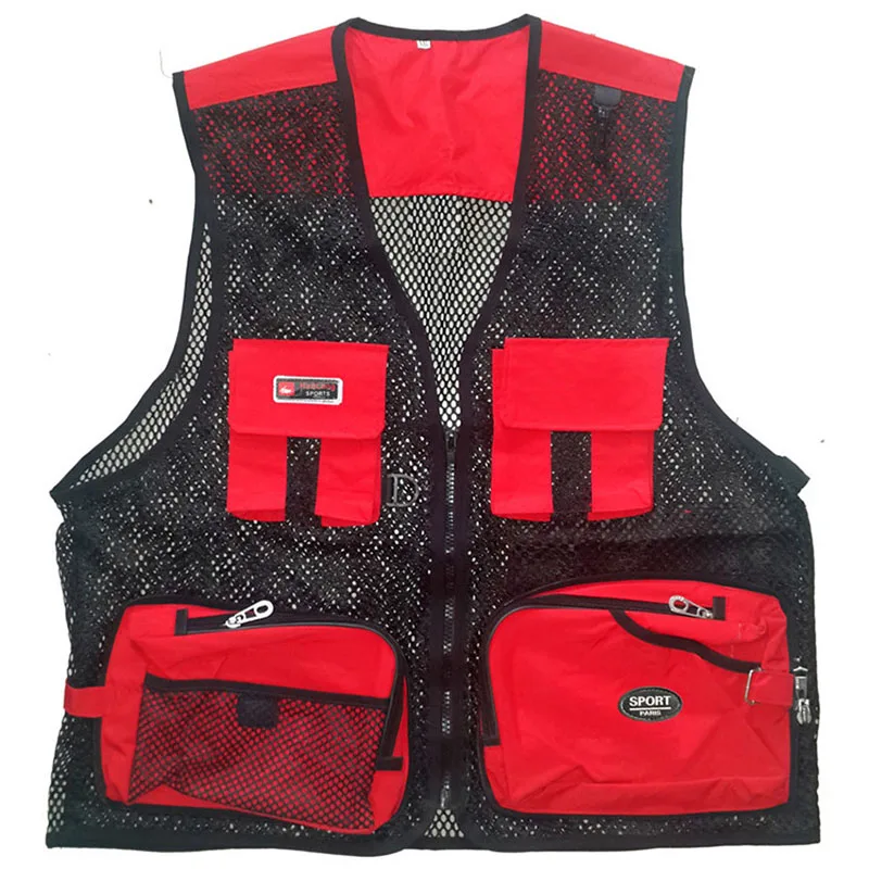 Высококачественный мужской жилет для рыбалки сетчатый на молнии с несколькими
