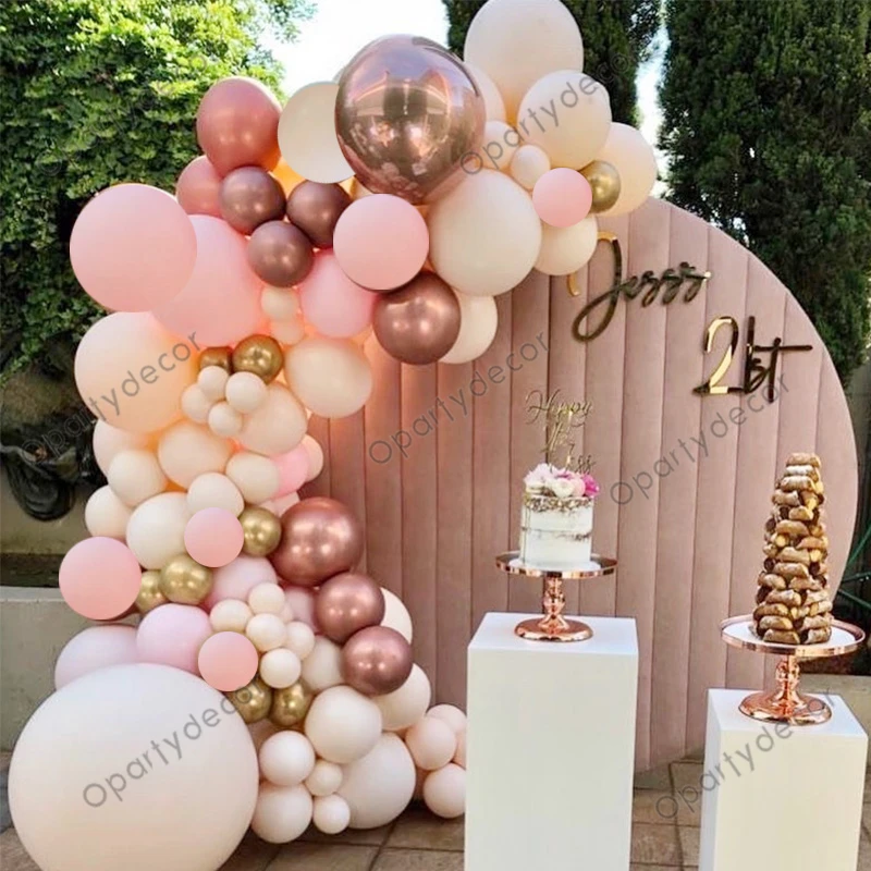 

Pastel Pink Birthday Decoration Balloons Rose Gold Foil Balls Garland Chain Adult New Year Wedding Party Decor Baby Shower Girl