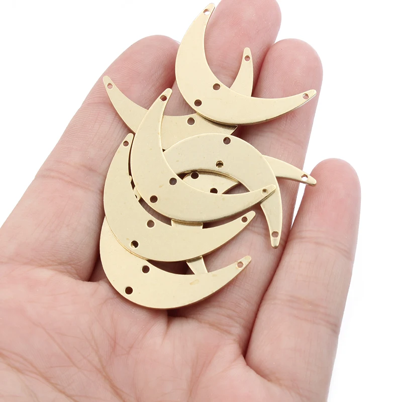 20 шт Необработанные латунные 4 отверстия полумесяц Подвески Разъем для DIY серьги