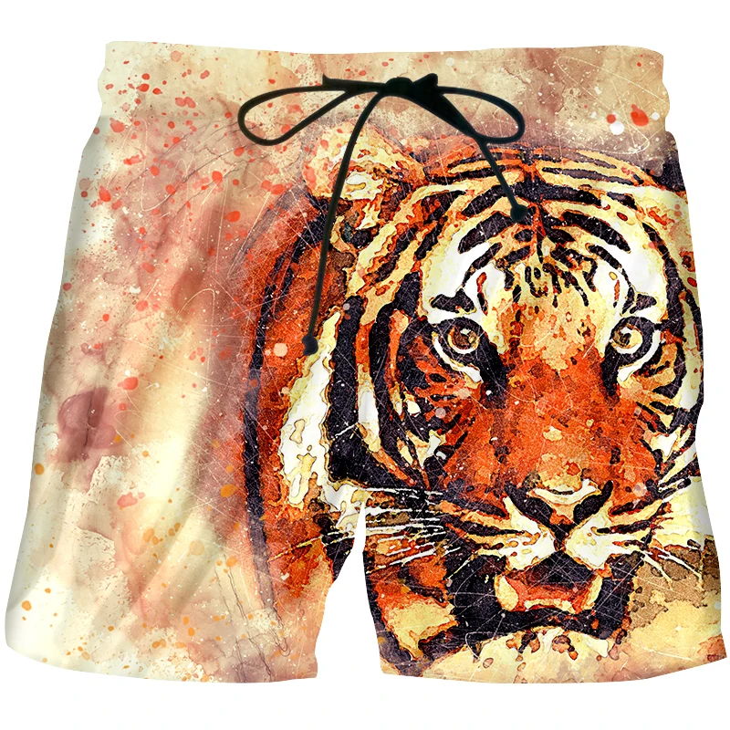 UJWI Мужские Пляжные Шорты модный быстрый забавный 3D принт животное тигр