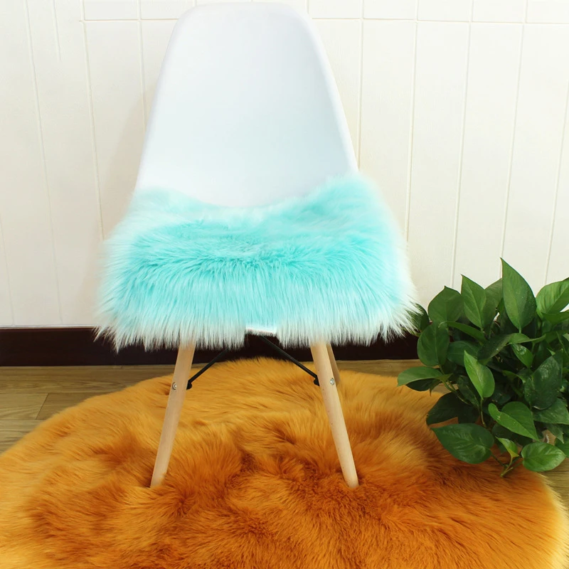 Faux Fur Chair Cushion Square Home Decorated Office Zipper Soft Warm Plush Pillow For Padchair Chairs sofa cushion | Дом и сад