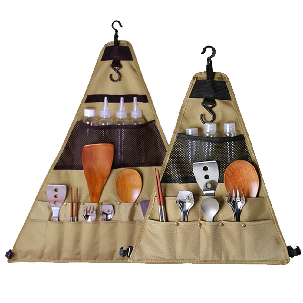 

900D Oxford Cloth Camping Picnic Tableware Storage Bag Portable Barbecue Cutlery Organizer Hanging Holder Bags Outdoor Tools