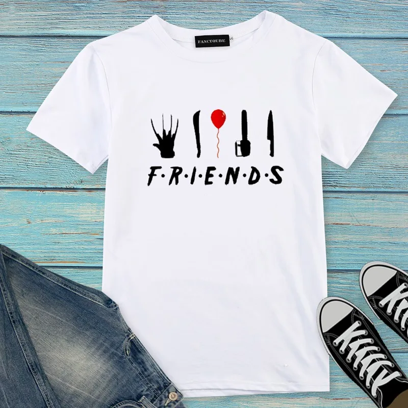 Футболка с готическим рисунком Friends Tee Harajuku женская футболка с буквенным принтом с коротким рукавом и круглым вырезом Женские топы