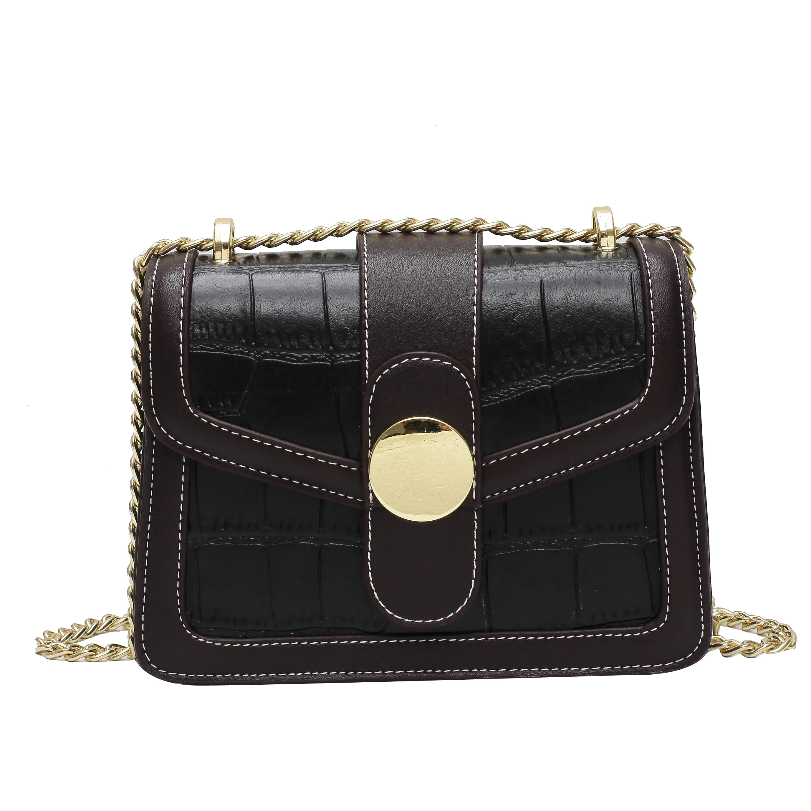 

Contrast Color Mini Chain PU Leather Crossbody Bag for Women 2021 New Branded Shoulder Handbags Women's Trend Fashion Hand Bag