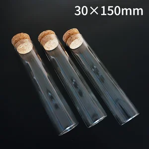 Прозрачная стеклянная пробирка с пробкой и плоским дном, 24 шт.лот, 30x150 мм