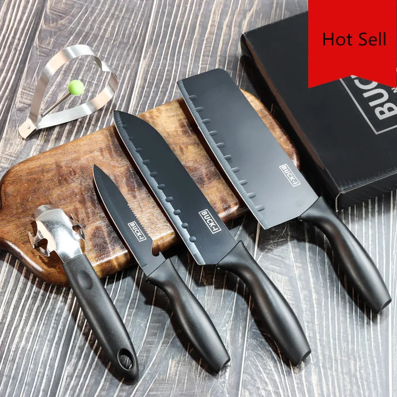 

Five-piece Kitchen Kitchen Knife Black Steel Knife Set Stainless Steel Kitchen Utensils Household Knives