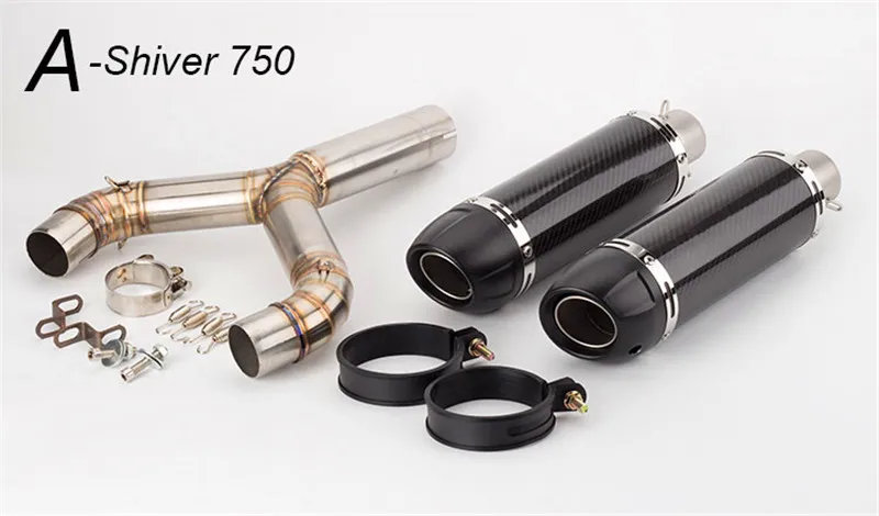 Мотоцикл Модифицированная выхлопная труба akrapovic глушитель shiver750 выхлопная труба из углеродного волокна шивер 750 средняя секция