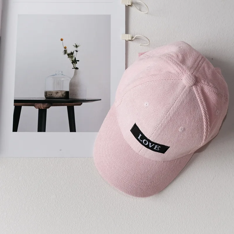 pink Осенне-зимняя Детская кепка с утиным язычком, Корейская Вельветовая Кепка с алфавитом для мальчиков и девочек, Детская кепка в стиле хип-хоп для мальчиков и девочек, детская бейсболка - Цвет: pink