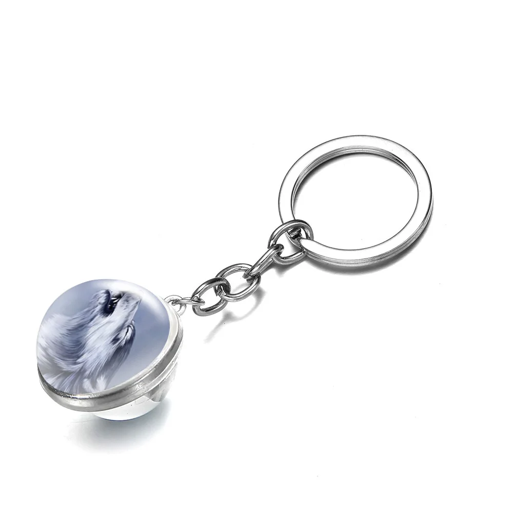 Светится в темноте волк брелок вой животных и с лунным камнем кулон Двусторонняя