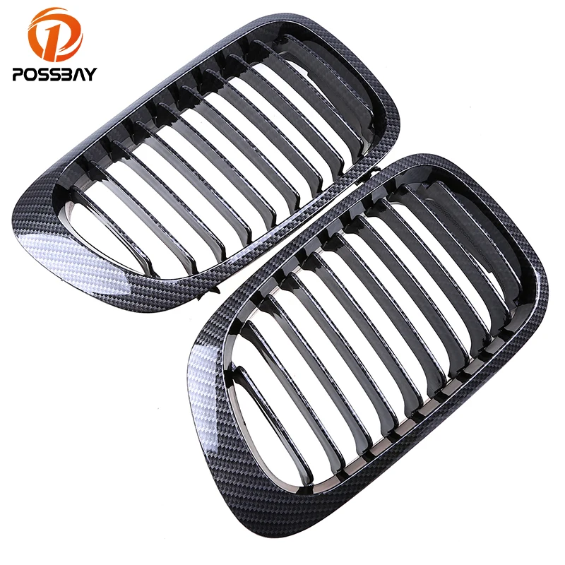 Черный углеродный передний центральный гриль POSSBAY для BMW 3 Series E46 M3 Coupe 325Ci/328Ci/330Ci 1998