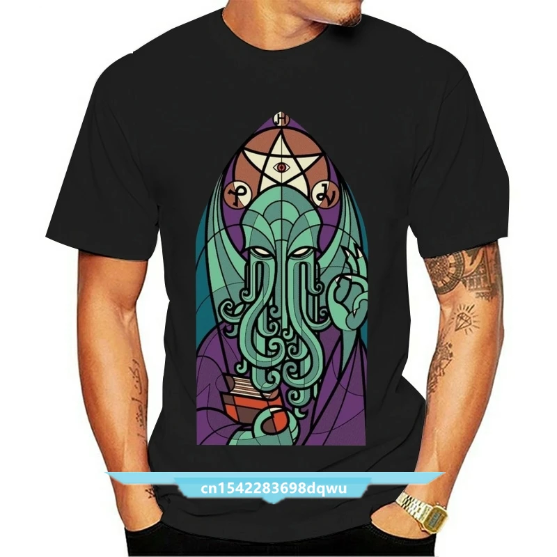 

Summer Fashion O Neck Short Church Of Cthulhu T Shirt Miskatonic Lovecraft Arkham Dunwich Cathedral Cult