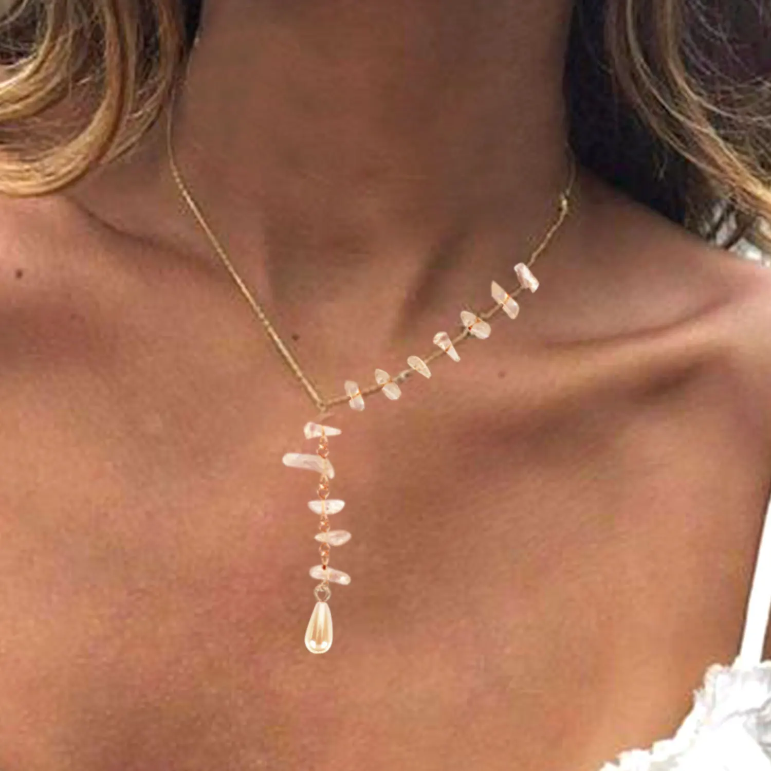 Классическая универсальная бижутерия модная Однослойная Подвеска из гравия