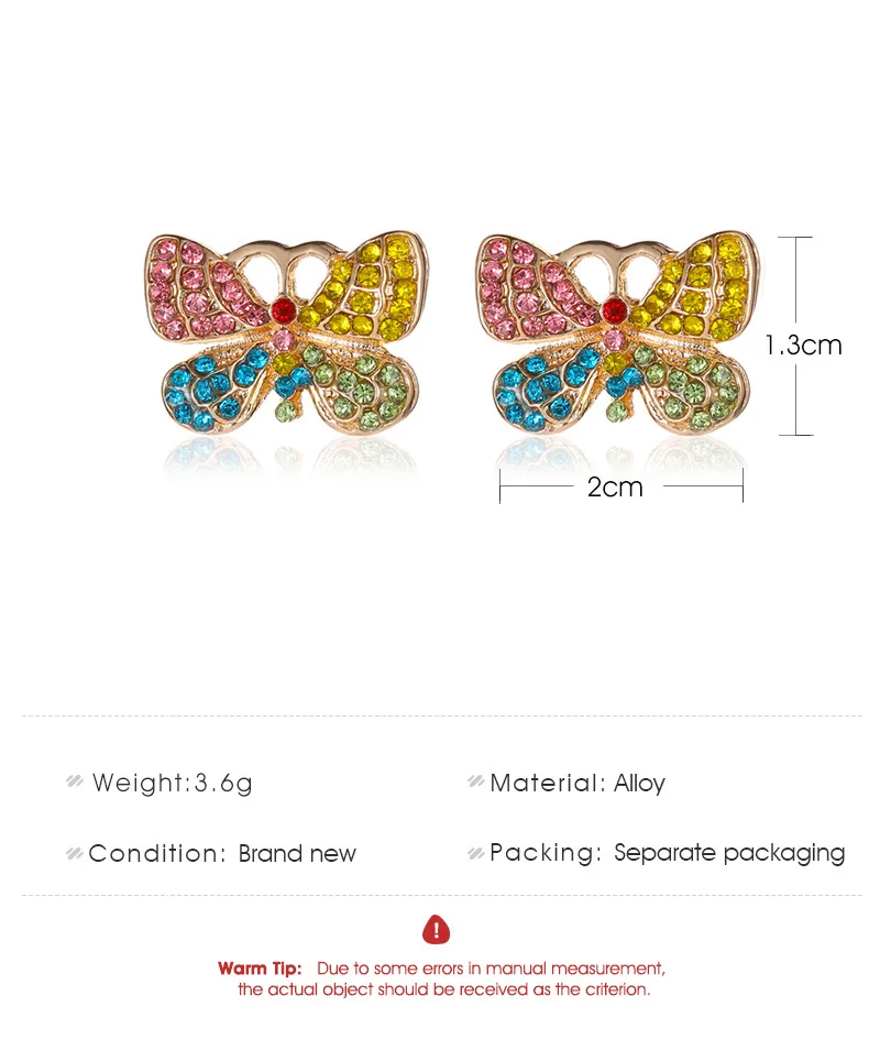 ZYZQ Очаровательная Женская обувь под в форме бабочки серьги-гвоздики с красочными