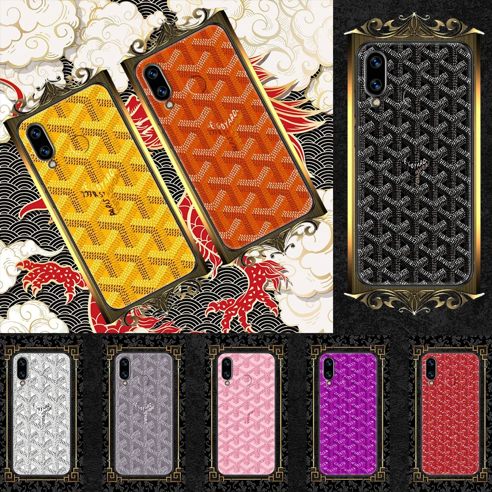 

Box luxury Goyardes-compatible Phone case For Huawei Honor 6 7 8 9 10 10i 20 A C X Lite Pro Play black pretty bumper art shell