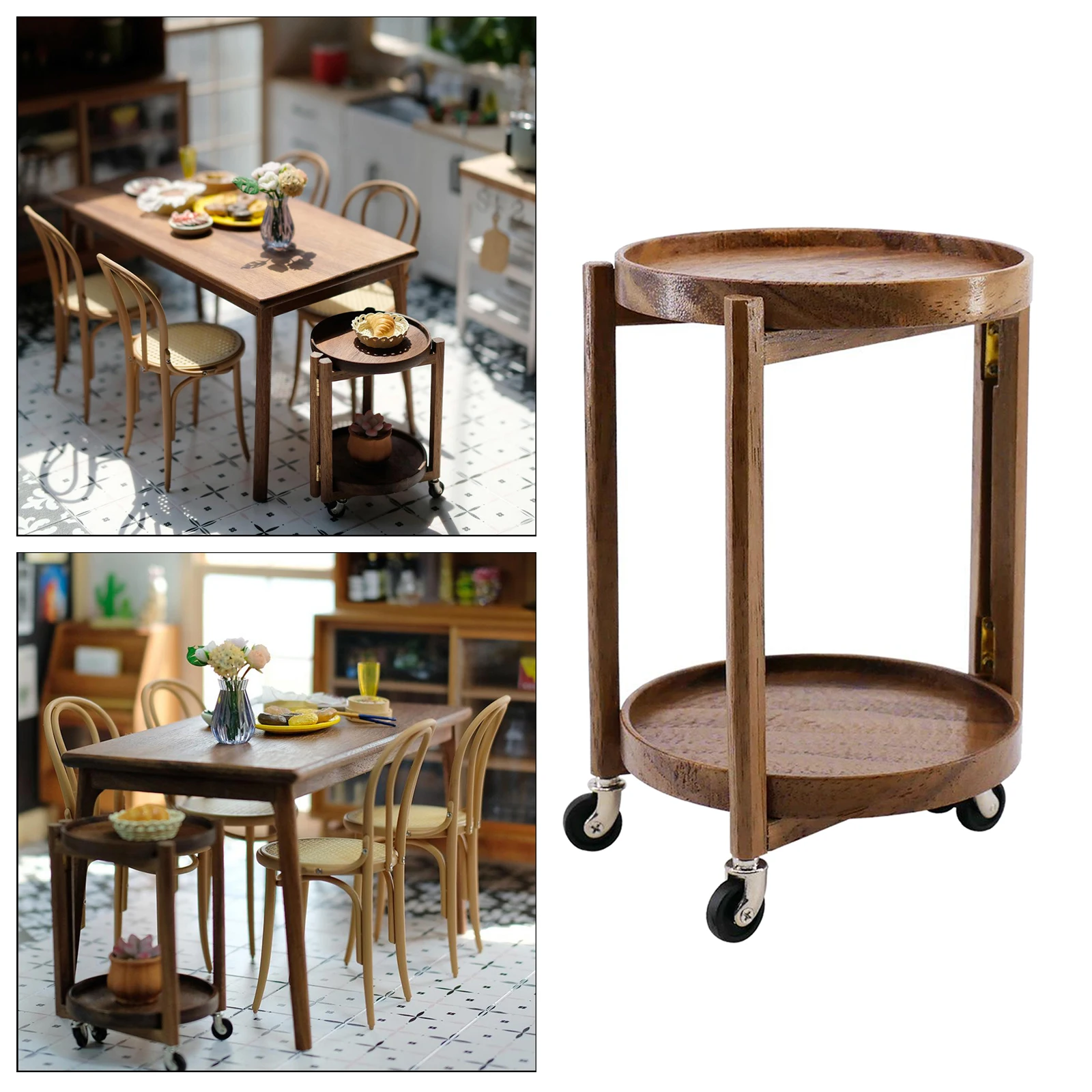 

1/6th Scale Dollhouse Miniature Furniture Wood End Table Toy Bedroom Decor