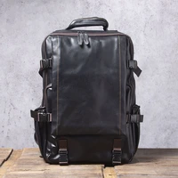 casual simple mens genuine leather backpack natural leather large capacity computer backpack ladies daily fashion travel bag