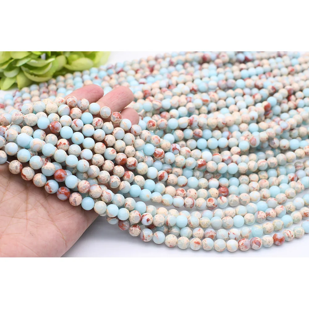 

6-12mm Natural Smooth Blue Agalmatolite Round stone beads For DIY Bracelet Necklace Jewelry Making Strand 15"