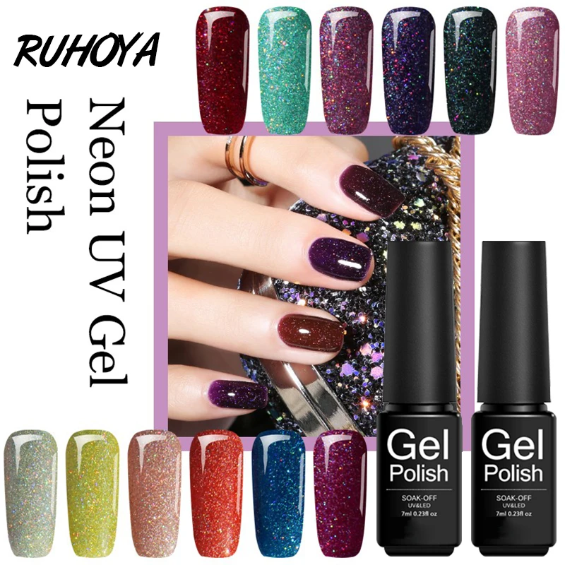 Ruhoya Радужный гель для ногтей с блестками звездное небо Блестящий