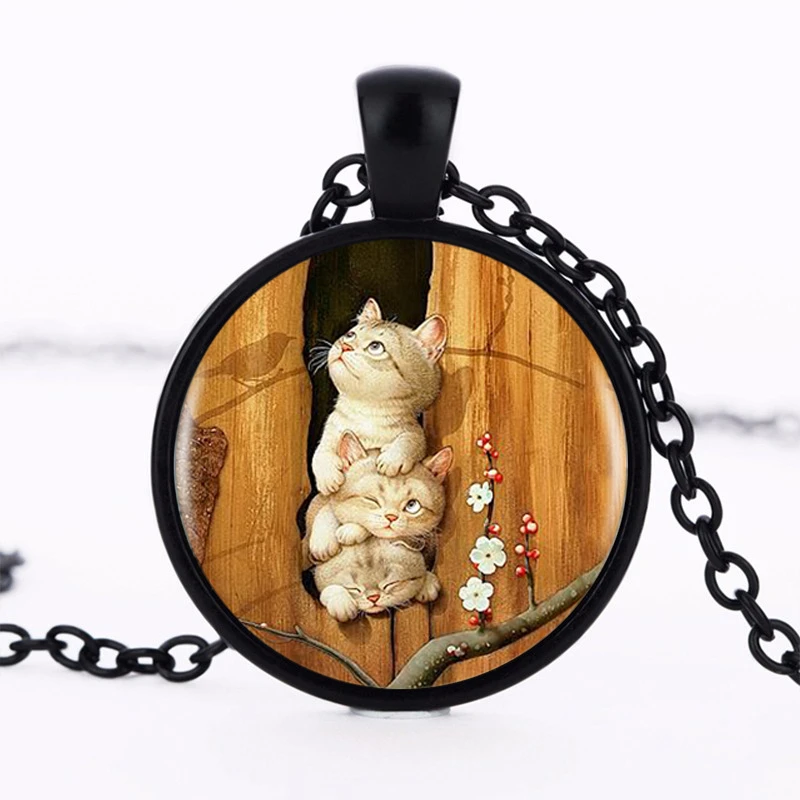 

Cat Logo Pendant Necklace Animal Picture 4 Colors Handmade Chain Vintage Necklace Women Jewelry Friend Gift 333 HZ1
