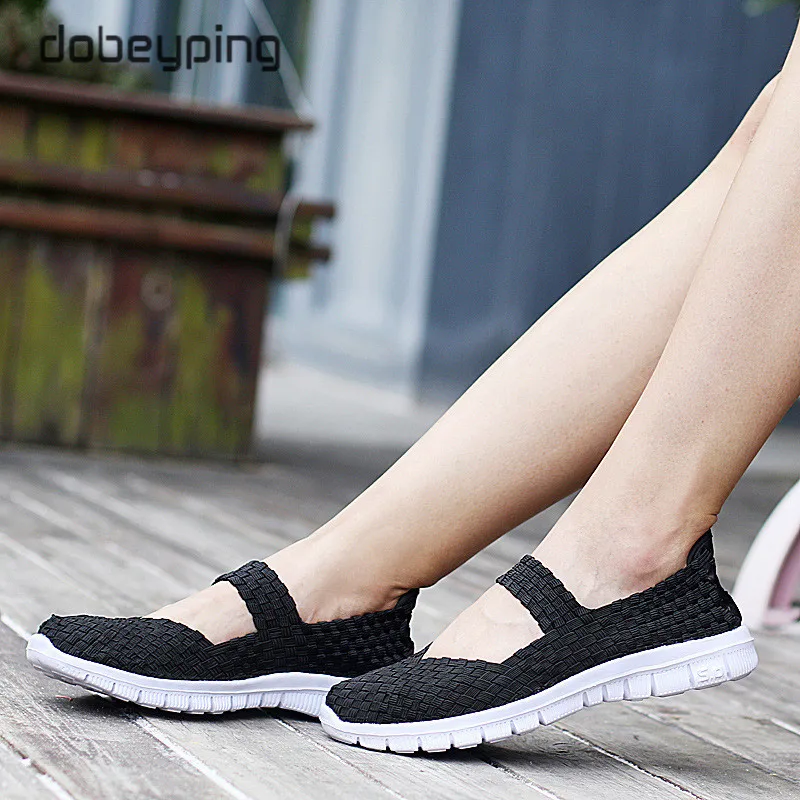 dobeyping Spring Autumn Women's Sneakers Colorful Woven Female Flats Casual Slip On Shoes Woman Light Weight Walking Women Shoe