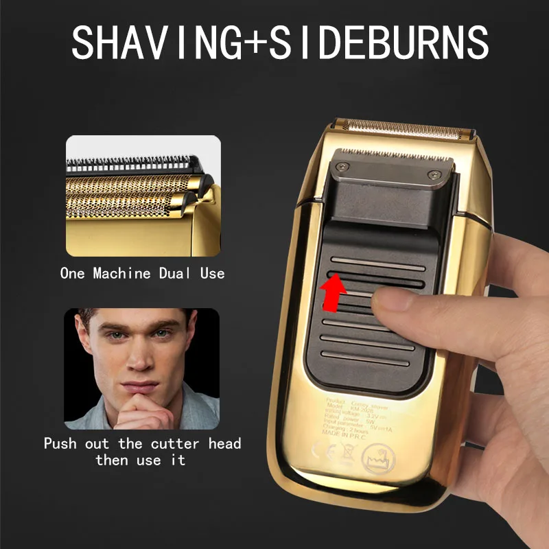 Electric Foil Shavers for Men Finishing Tool Beard Trimmer Barber Reciprocating Razor LED Waterproof Shave Bald Head |
