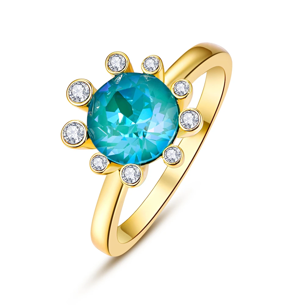 Кристаллы от Swarovski Glod цветные кольца Цветы для женщин элегантное кольцо Новая мода Роскошные женские кольца Свадебные украшения - Цвет основного камня: Crystal L142D