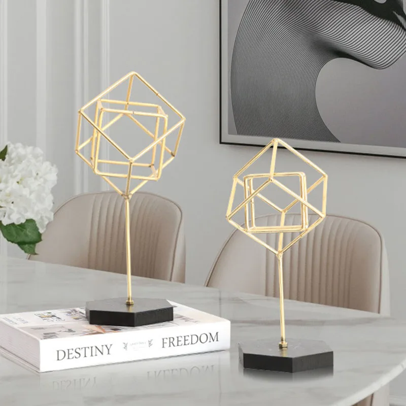 

Скандинавская металлическая твердая Геометрическая кубическая Художественная Скульптура для украшения дома аксессуары современное иску...