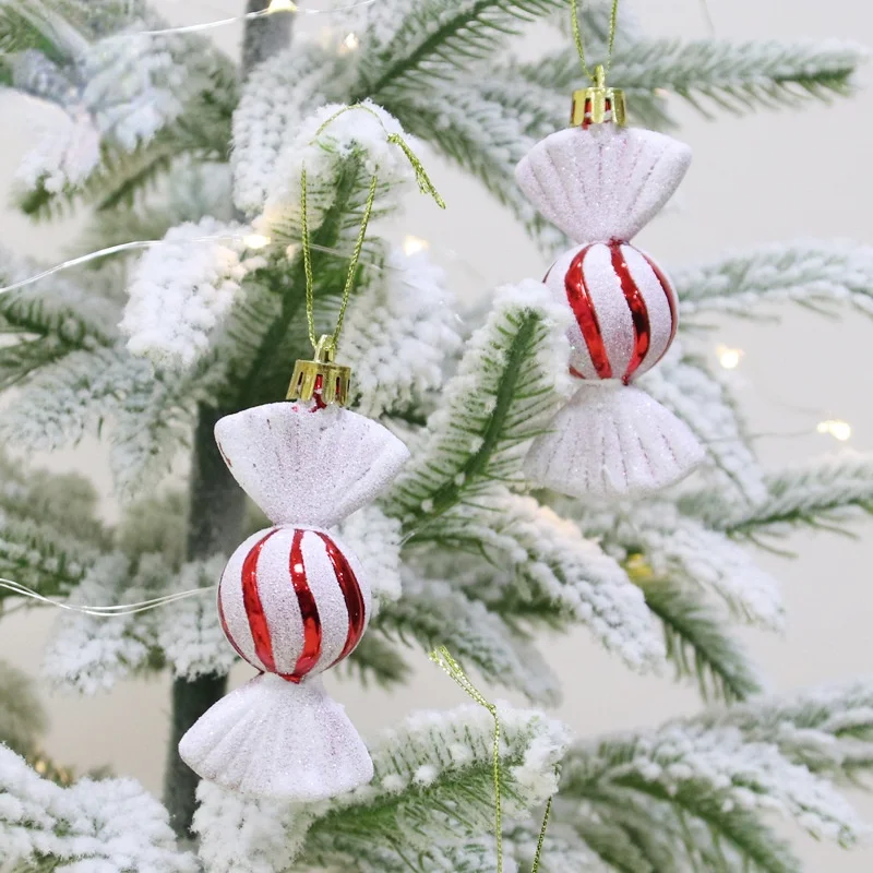 Рождественские украшения красные и белые конфеты 10 см 6 шт. для дома улицы