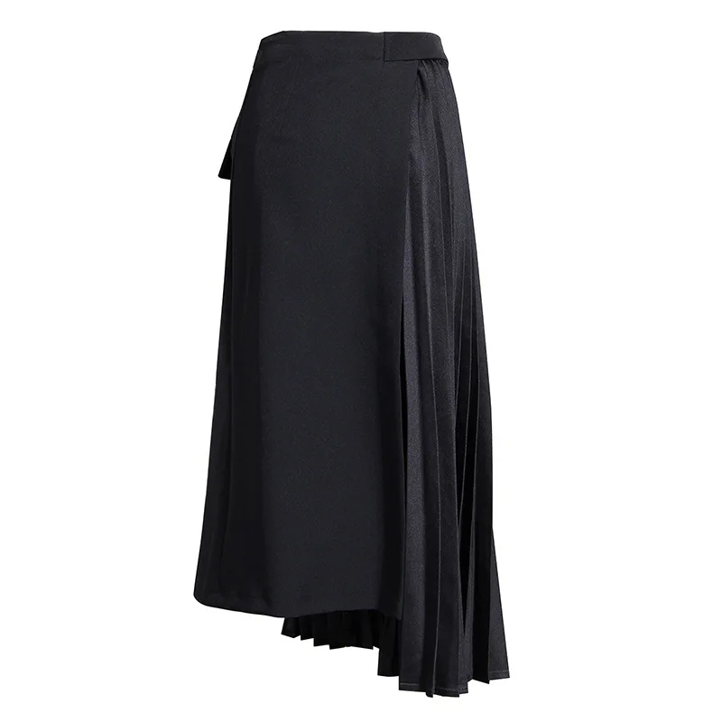 Женская Асимметричная плиссированная юбка Getspring черная длинная составного кроя