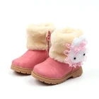 Зимние ботинки для девочек, теплые зимние ботинки для малышей среднего и детского сада, хлопковые ботинки, толстые плюшевые детские ботинки с милым кроликом