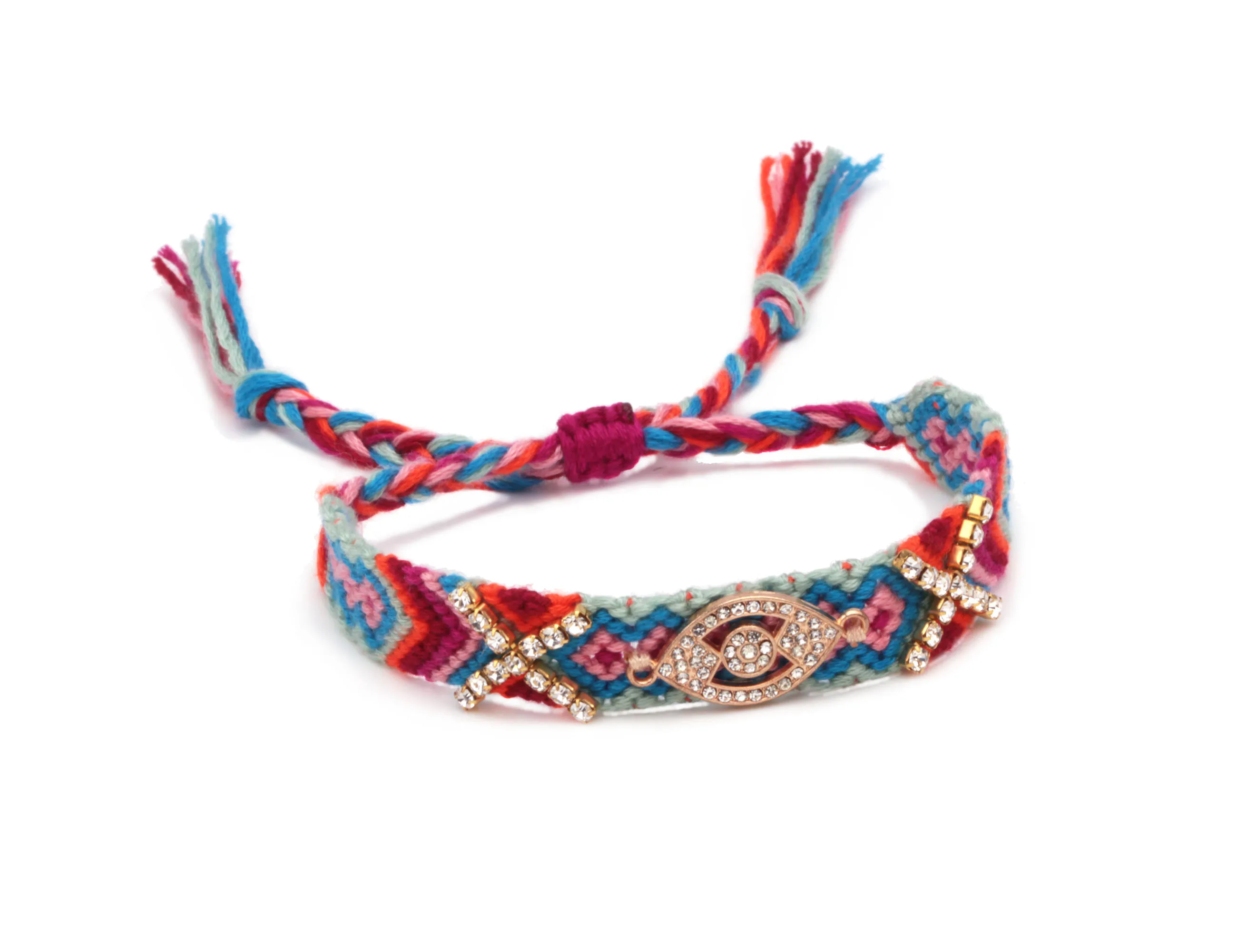 Boho Диаманте сглаза Круглый кактус очаровательный тканый браслет дружбы для